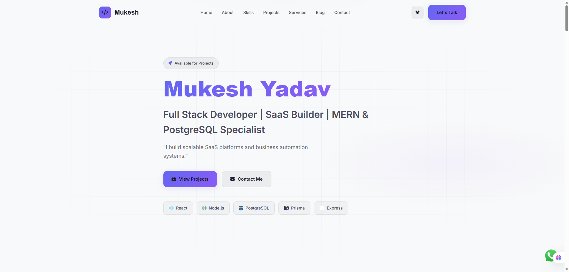 Mukesh Yadav | Full Stack Developer & SaaS Builder